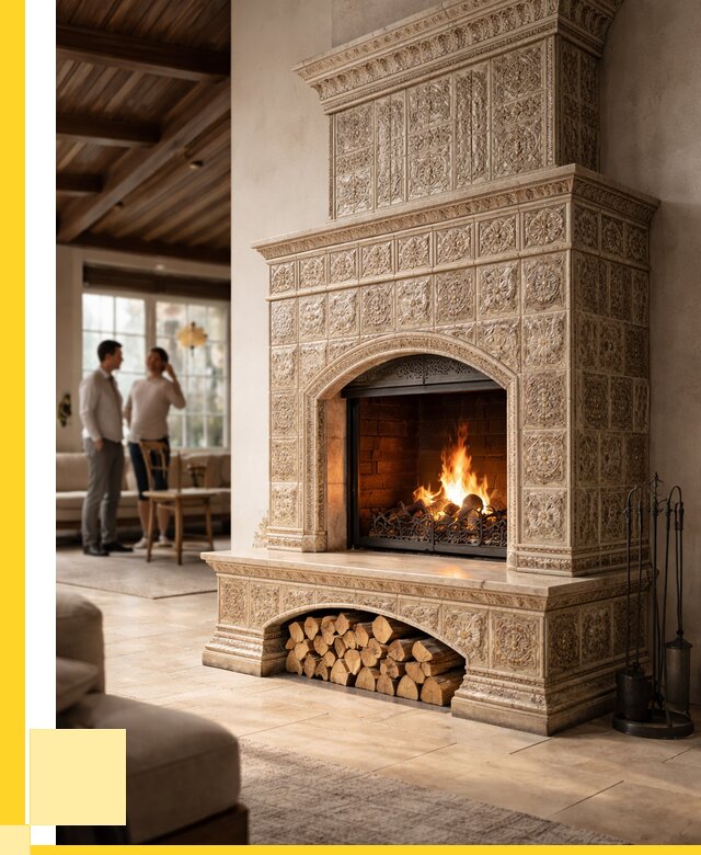 Купить изразцовый камин в Азове от 256725 р. | ЭриданАзв