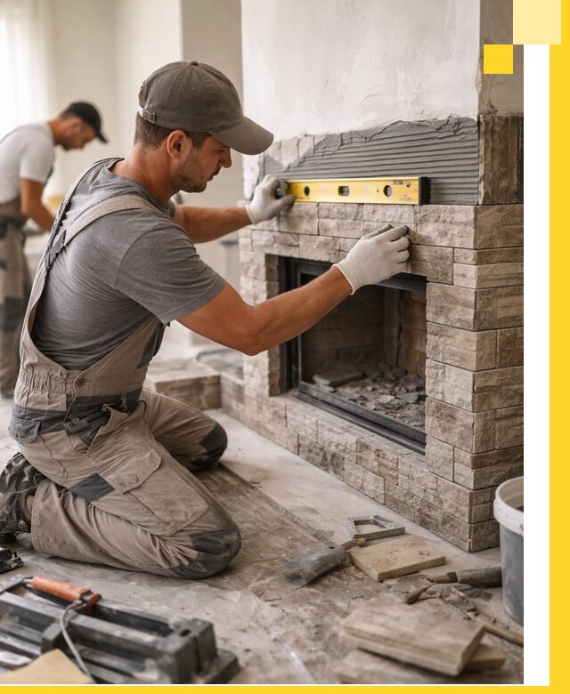 Облицовка каминов в Азове, монтаж и отделка натуральным камнем