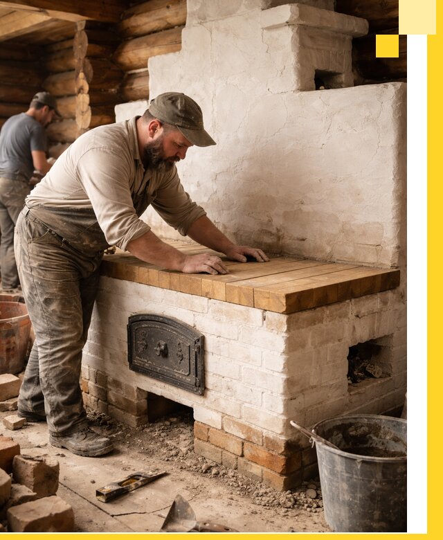 Проектирование и установка русской печи с лежанкой в Азове