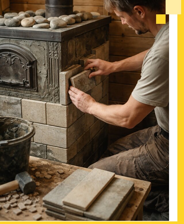 Облицовка банных печей в Азове профессиональная отделка