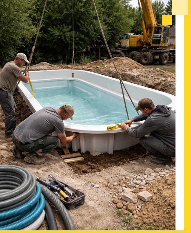 Установка и монтаж композитных бассейнов под ключ в Азове