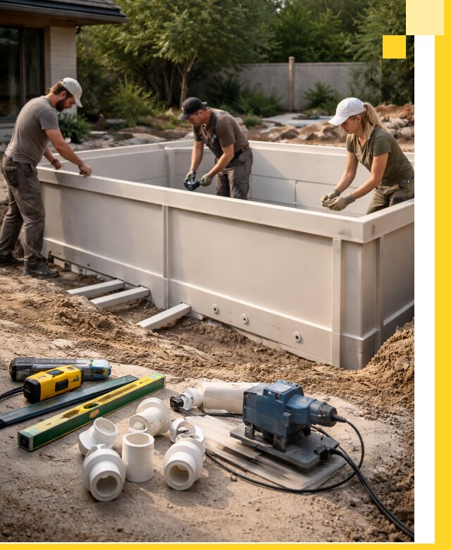 Установка полипропиленовых бассейнов под ключ в Азове