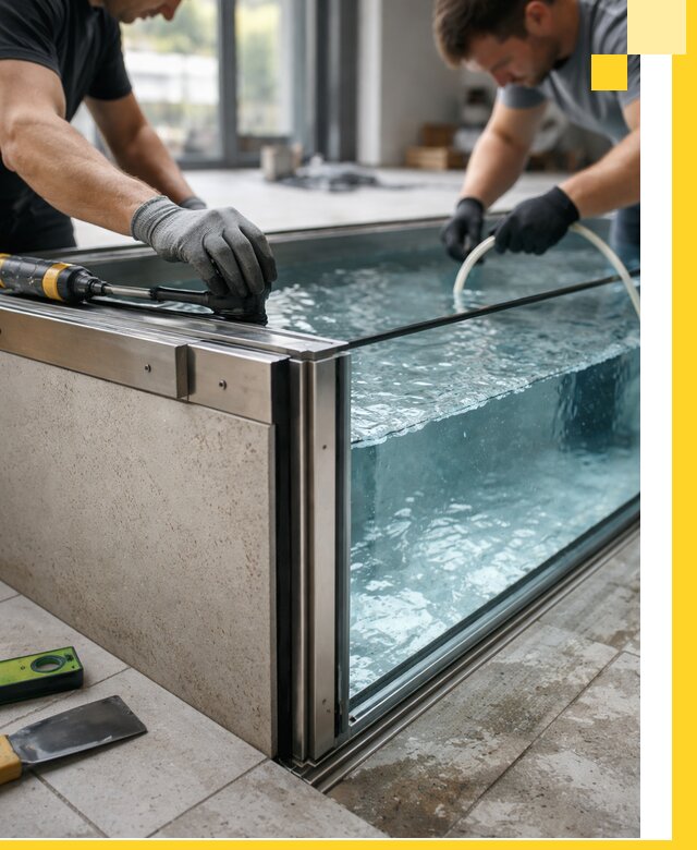 Проектирование и монтаж стеклянных бассейнов в Азове