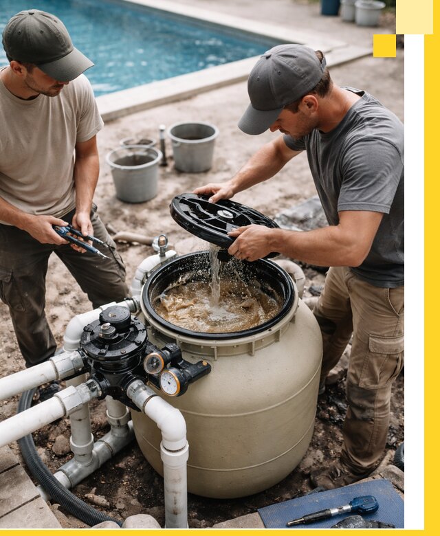 Установка и обслуживание песочных фильтров для бассейнов в Азове