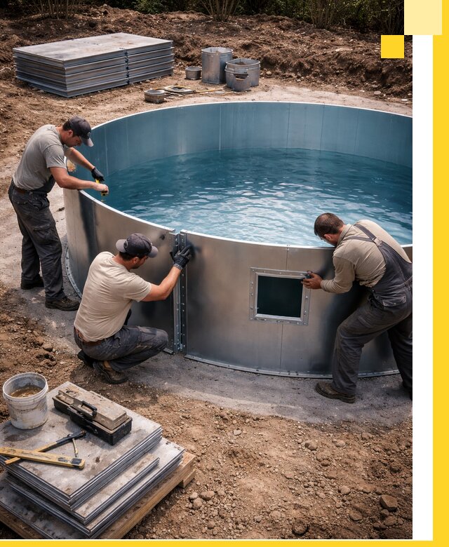 Круглые бассейны под ключ в Азове проектирование и монтаж