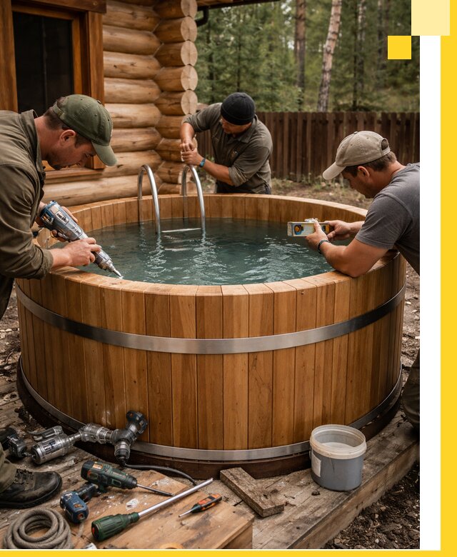 Строительство бань с купелью под ключ и отделкой в Азове