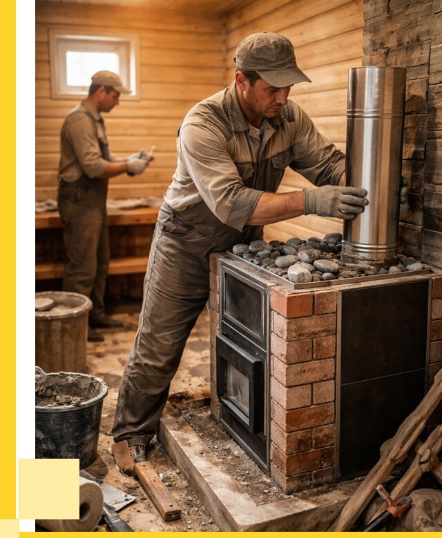 Монтаж печи в бане под ключ в Азове от 20538 р. | ЭриданАзв