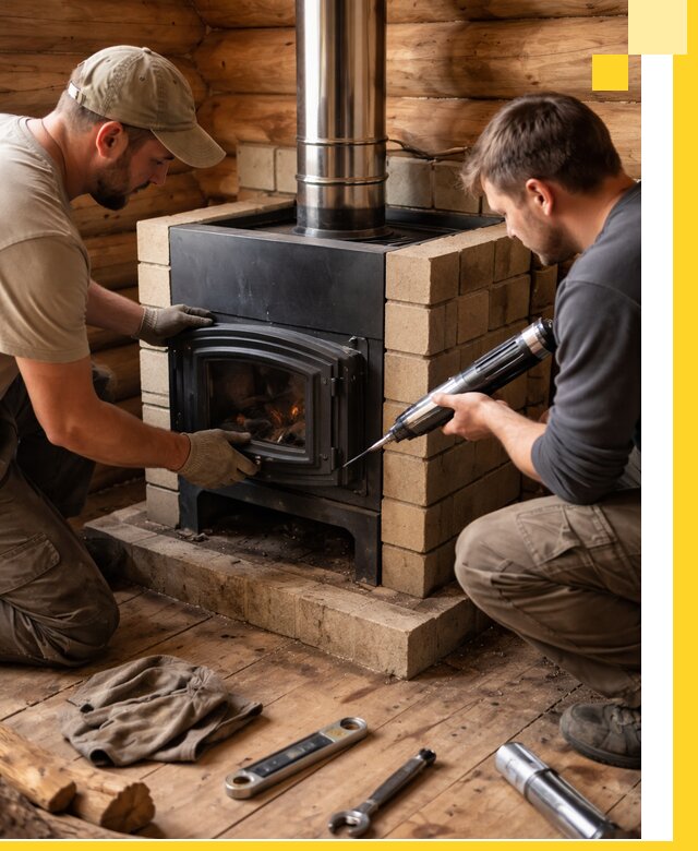 Монтаж и установка печи в бане под ключ с гарантией в Азове