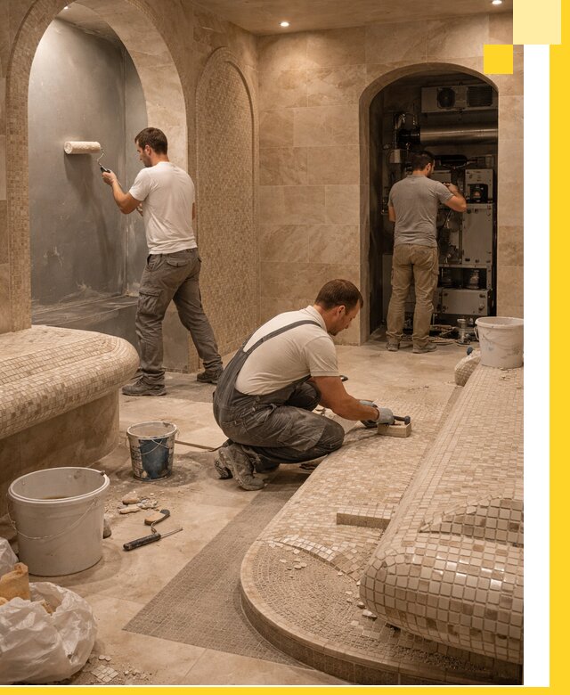 Строительство бани с хамамом и бассейном под ключ в Азове