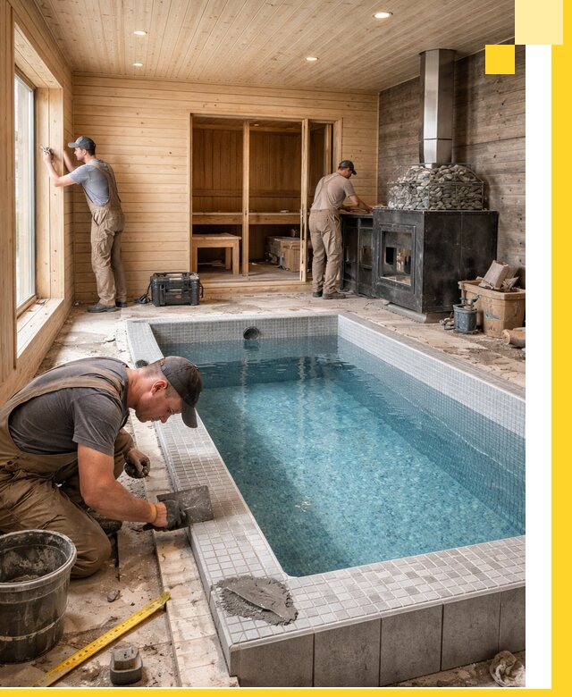 Проект бани с бассейном и сауной в Азове под ключ