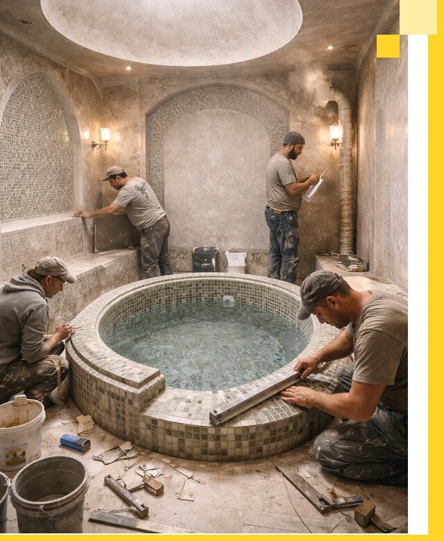 Профессиональное строительство хамама с бассейном в Азове под ключ