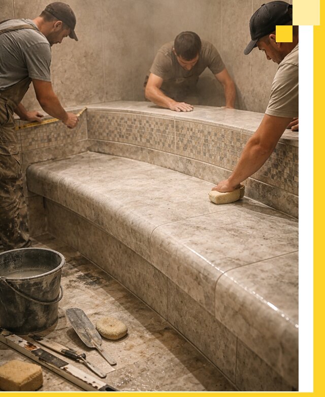 Изготовление и установка сидений для хамама в Азове