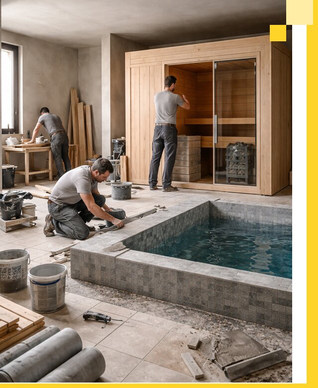 SPA зоны под ключ с бассейном сауной и печью в Азове